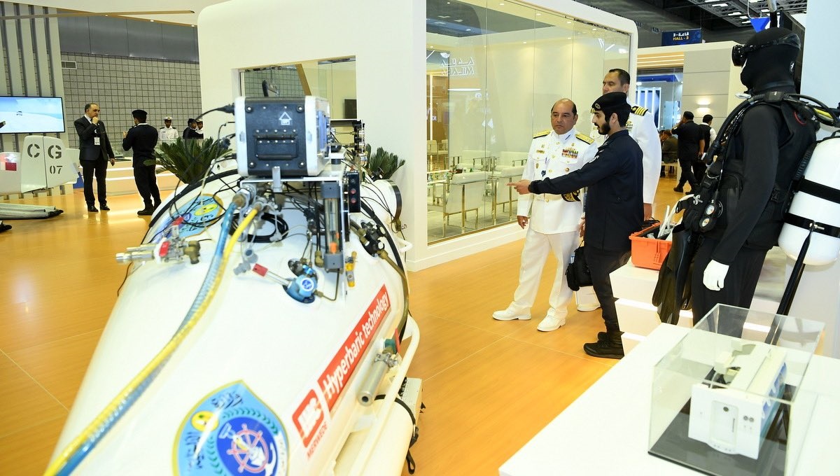 Foreign military officials at the MoI pavilion at DIMDEX 2024.