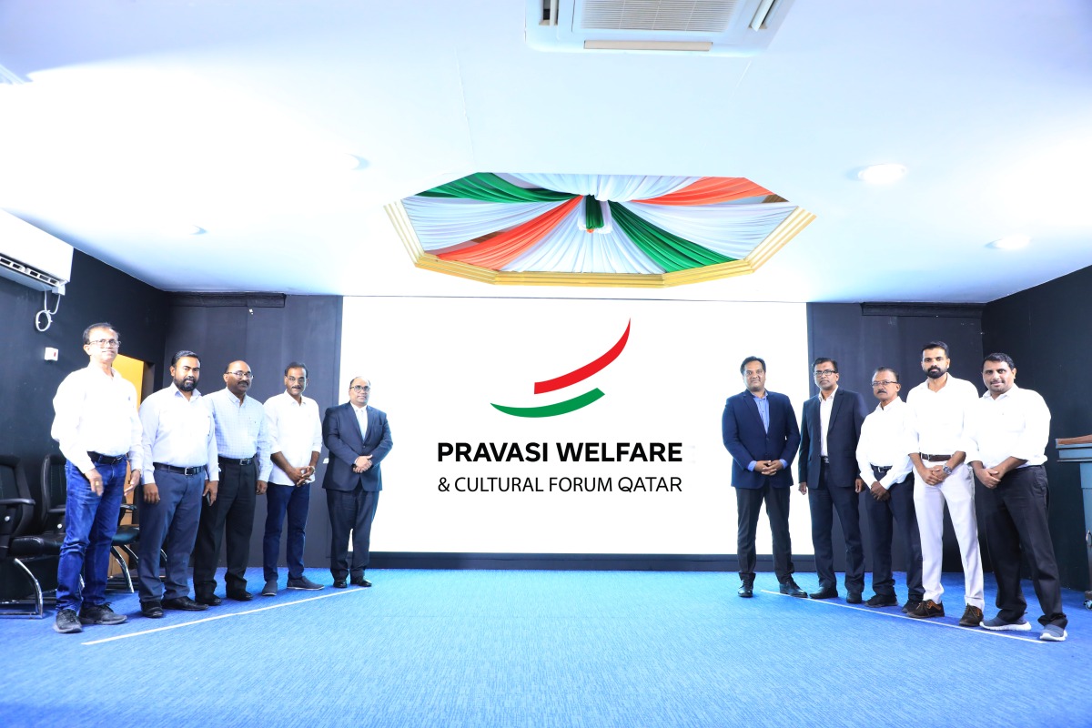 Sandeep Kumar, Deputy Chief of the Mission, Indian Embassy and other officials during the unveiling the logo of Pravasi Welfare & Cultural Forum.