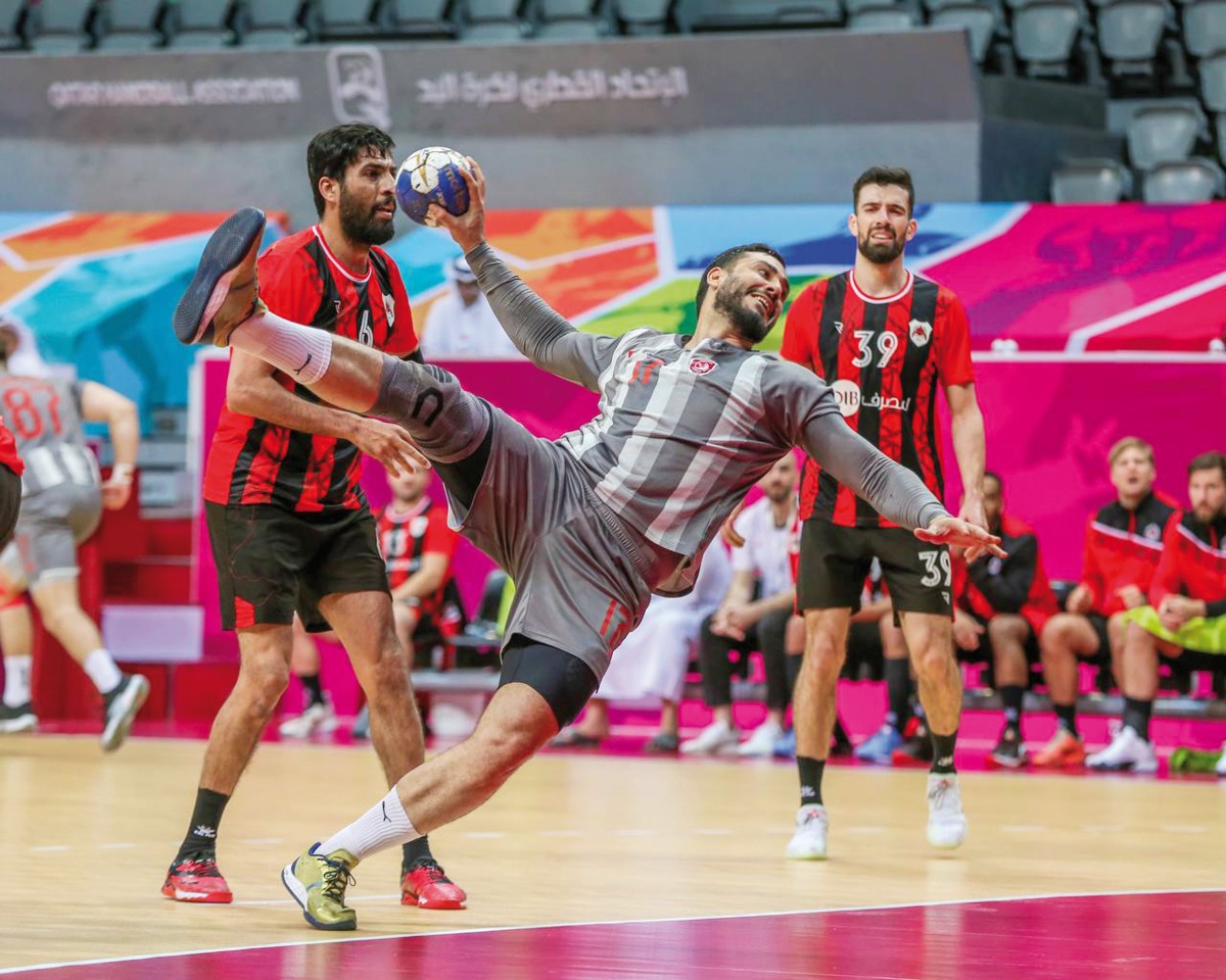 An Al Duhail players prepares to shoot at the goal.