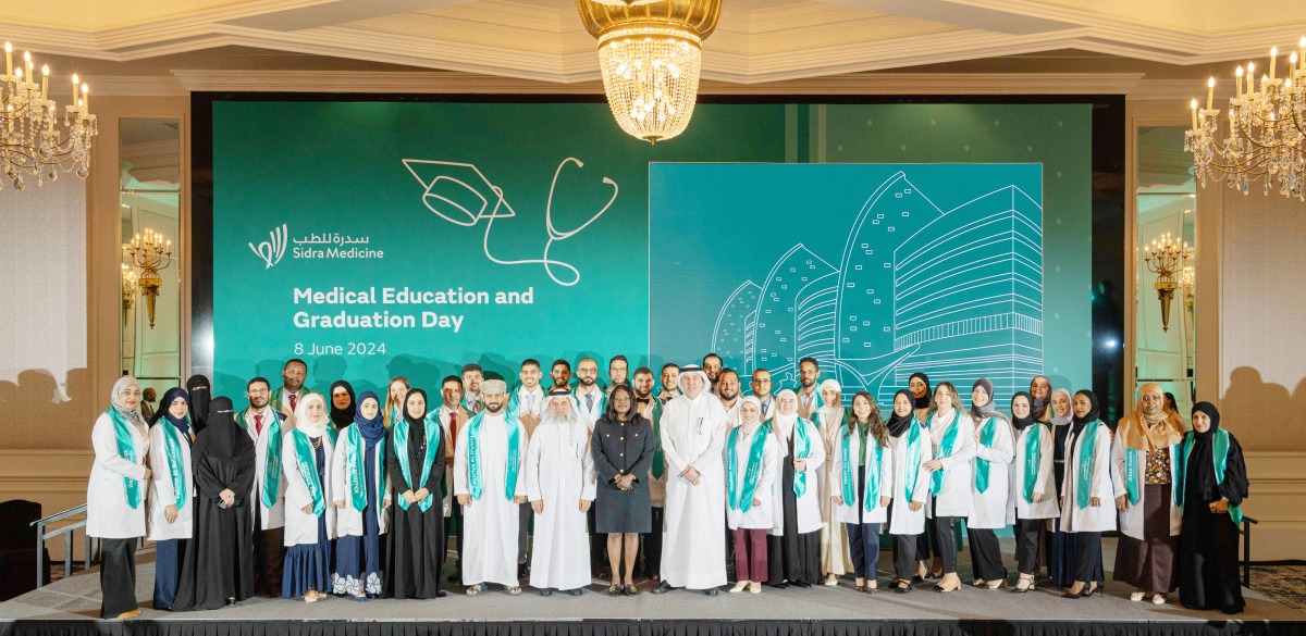 Group photograph during the 2024 Medical Education Graduation Day at Sidra Medicine.