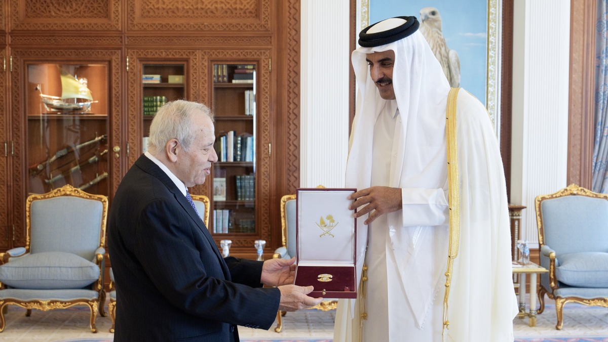 Amir awards Al Wajbah Decoration to Palestinian Ambassador
