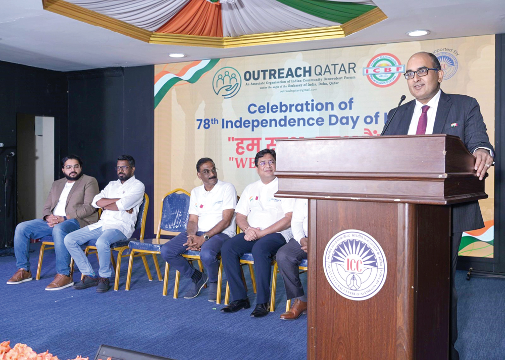 Ambassador of India H E Vipul addressing the event.