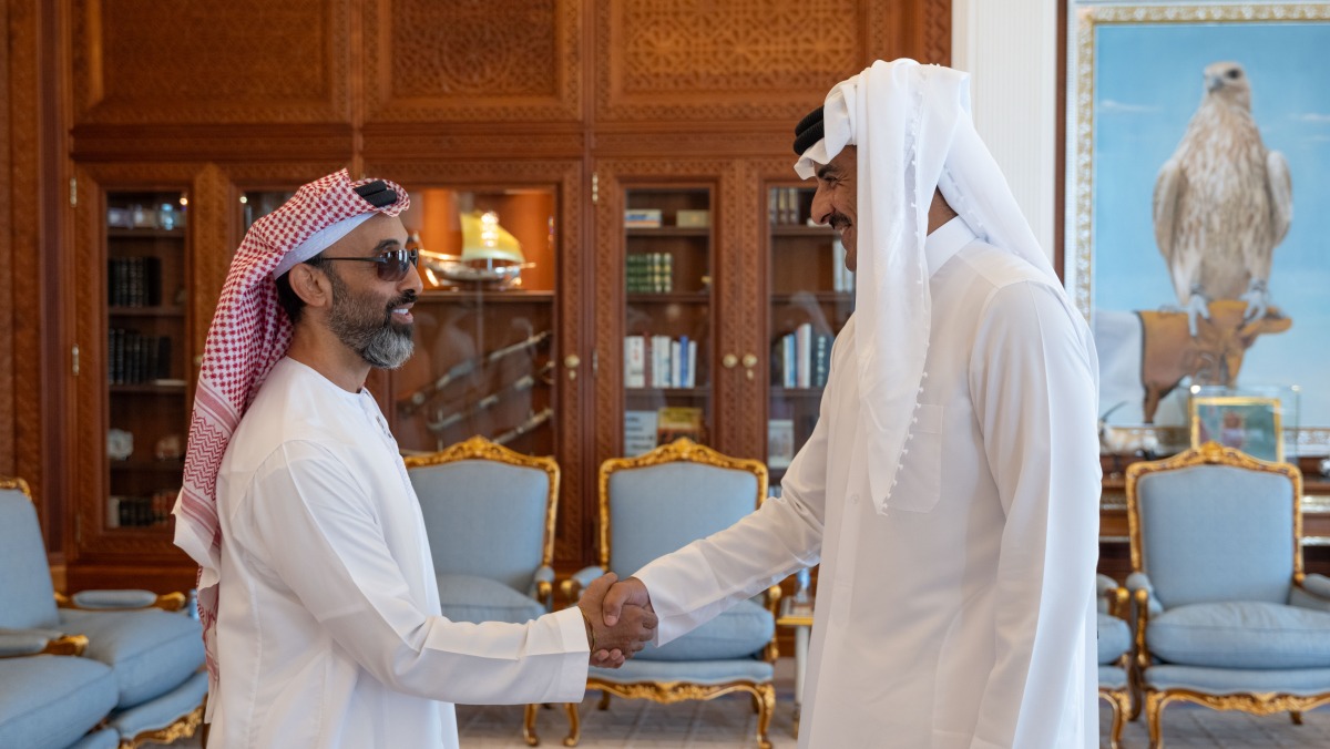 Amir receives Deputy Ruler of Abu Dhabi and National Security Adviser of UAE