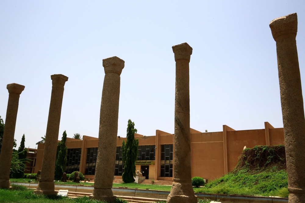 File: A view of the entrance of Sudan National Museum in Khartoum on August 12, 2020. (Photo by Ashraf Shazly / AFP)

