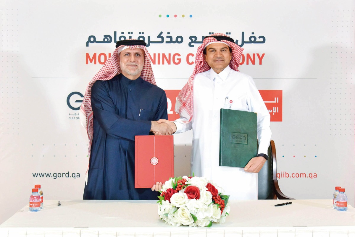 QIIB Chief Executive Officer Dr Abdulbasit Ahmad Al Shaibei and Founding Chairman of GORD Dr. Yousef Alhorr during the MoU signing.