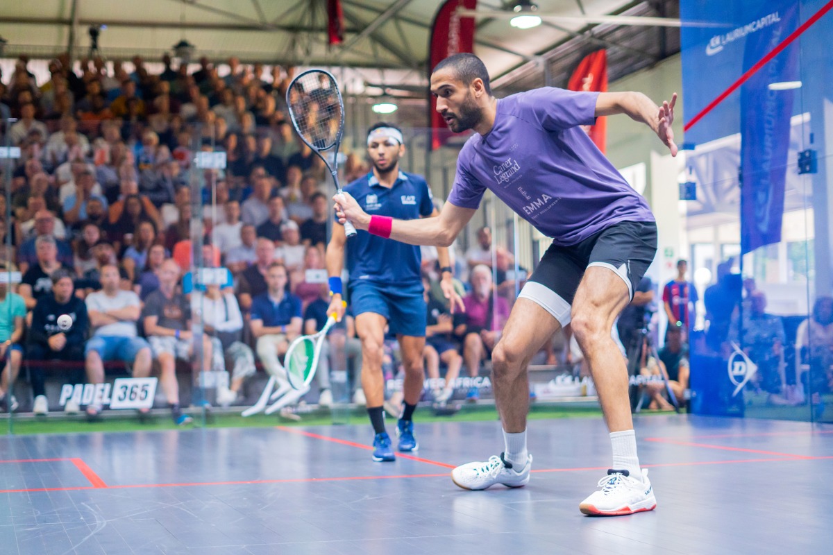 England’s Declan James in action against Qatar’s Abdulla Al Tamimi during their quarter-final match yesterday.