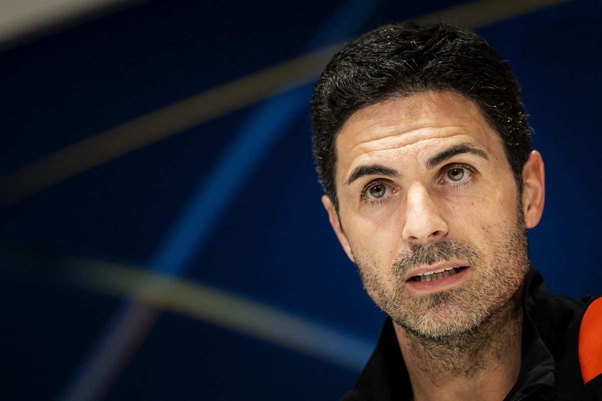 Arsenal's Spanish coach Mikel Arteta speaks during the press conference on the eve of the UEFA Champions League round of 16 first leg football match against PSV Eindhoven, in Eindohven on March 3, 2025. (Photo by Koen van Weel / ANP / AFP) / Netherlands OUT
