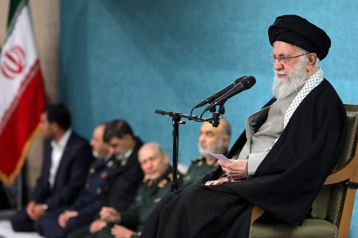 This handout picture released by the office of Iran's Supreme Leader Ayatollah Ali Khamenei shows him speaking during a meeting with Iranian goverment officials in Tehran on March 8, 2025. (Photo by KHAMENEI.IR / AFP)