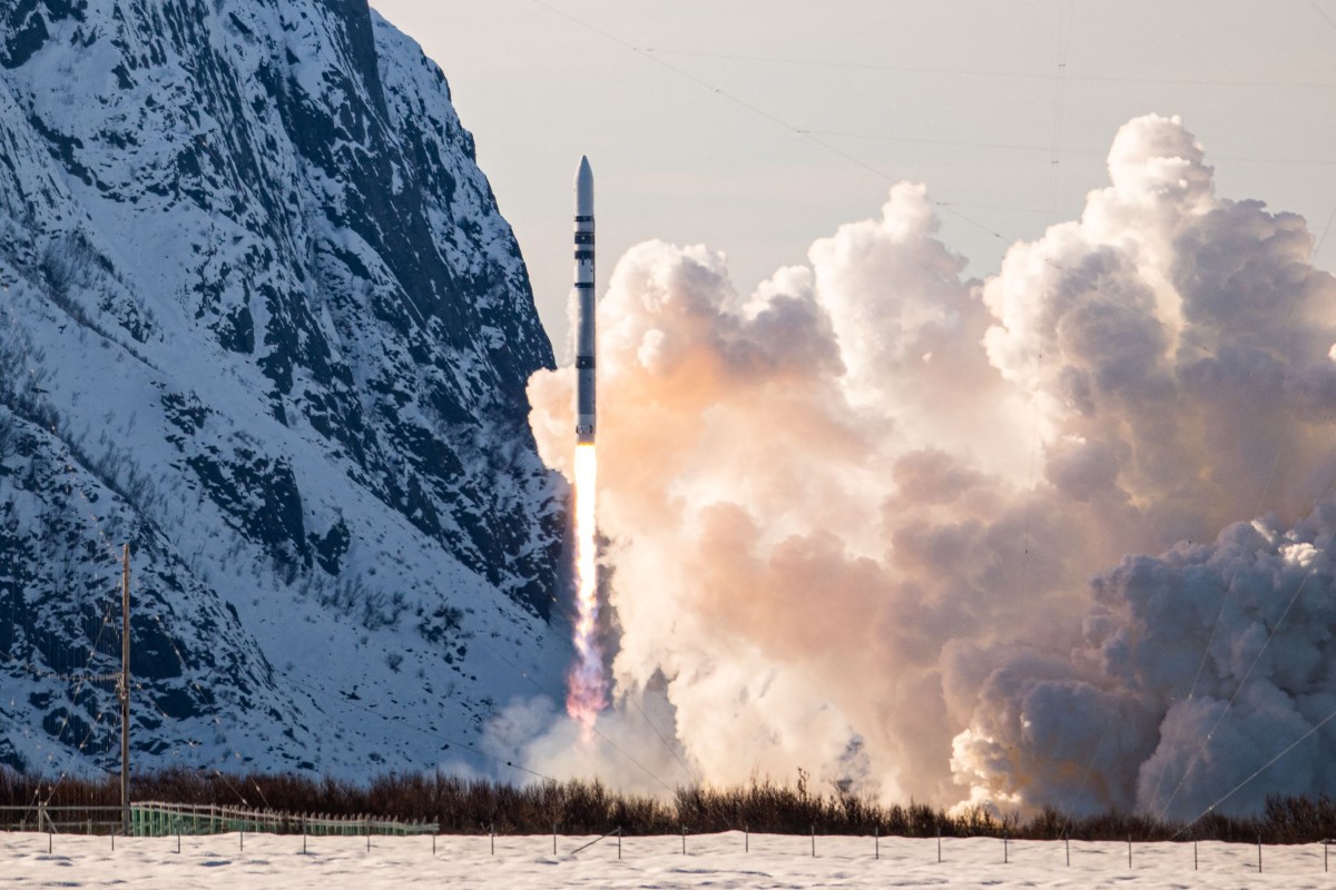 This handout photo received on March 30, 2025 from the Isar Aerospace company shows the start of the 