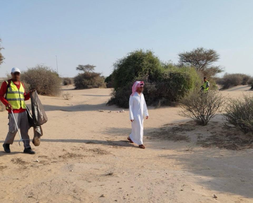 Officials during the cleanup drive.