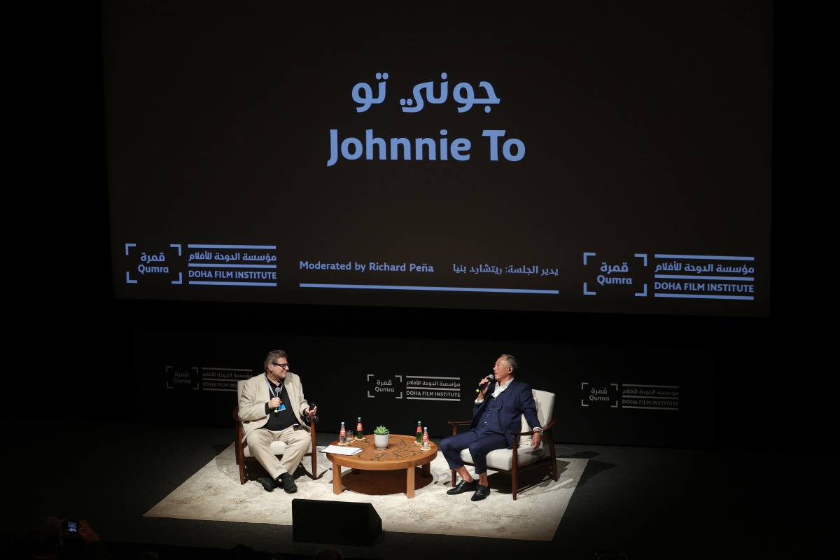Johnnie To (right) addressing audiences at the Masterclass at Qumra.