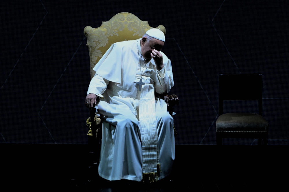 (Files) Pope Francis participates in the Italian conference of the general State on Natality, in Rome on May 10, 2024. (Photo by Andreas Solaro / AFP)
