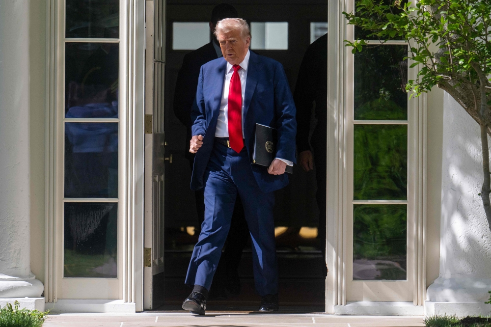 US President Donald Trump arrives for an event celebrating the Philadelphia Eagles, 2025 Super Bowl champions, at the White House on April 28, 2025, in Washington, DC. (Photo by Jim Watson / AFP)