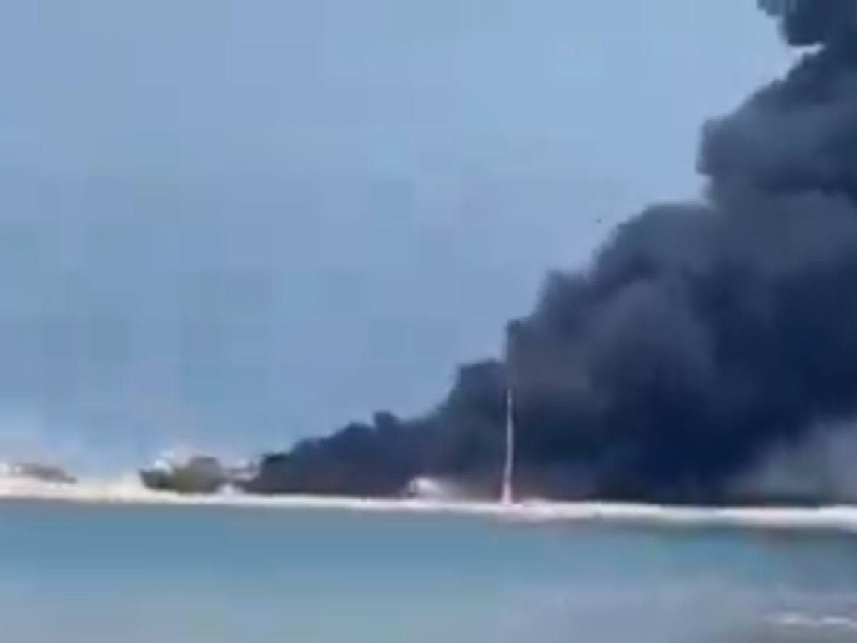 Video grab of the fire that broke out at the petrochemical complex 