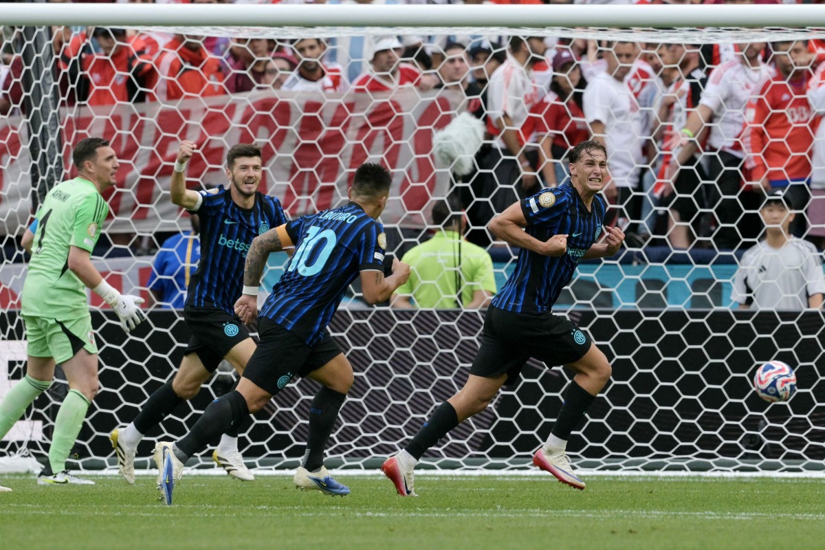 Inter Milan’s Francesco Esposito (right) celebrates after scoring his team’s first goal against River Plate.