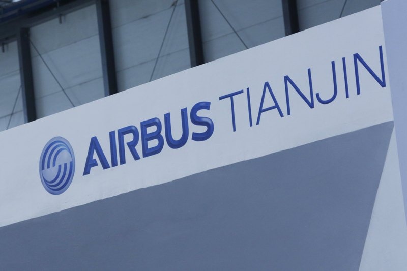 An Aribus Tianjin logo is displayed on a wall at a ground-breaking ceremony for the Airbus A330 completion and delivery center in Tianjin, China, March 2, 2016. REUTERS/Kim Kyung-Hoon