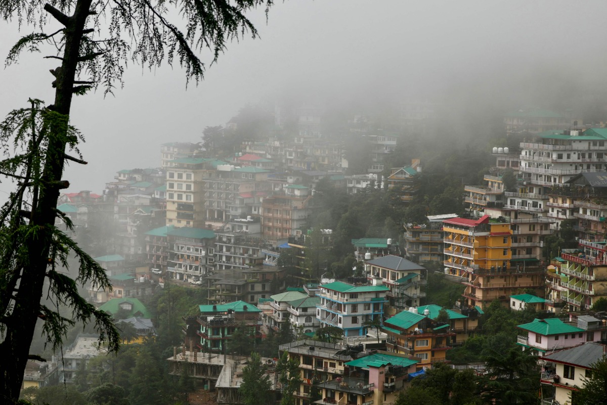 A general view of McLeod Ganj on a rainy day on July 3, 2025. (Photo by Niharika KULKARNI / AFP)