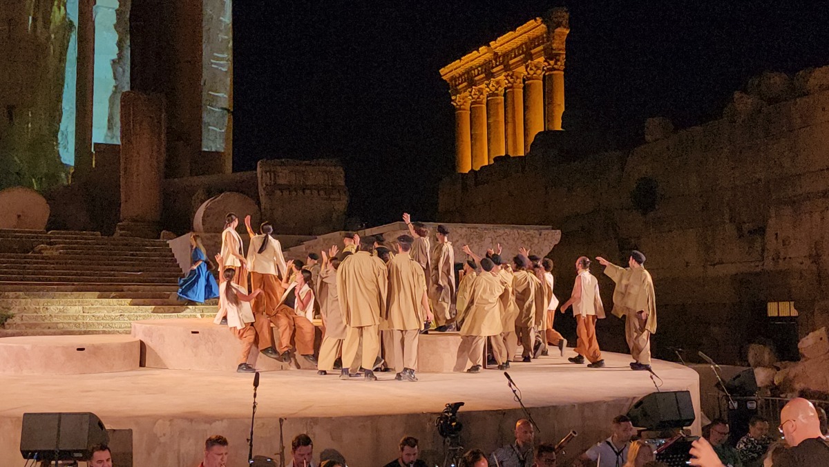 Opera Carmen is staged during the opening of the Baalbek International Festival at the ancient Baalbek Citadel in eastern Lebanon, July 25, 2025. (Photo by Taher Abu Hamdan/Xinhua)
