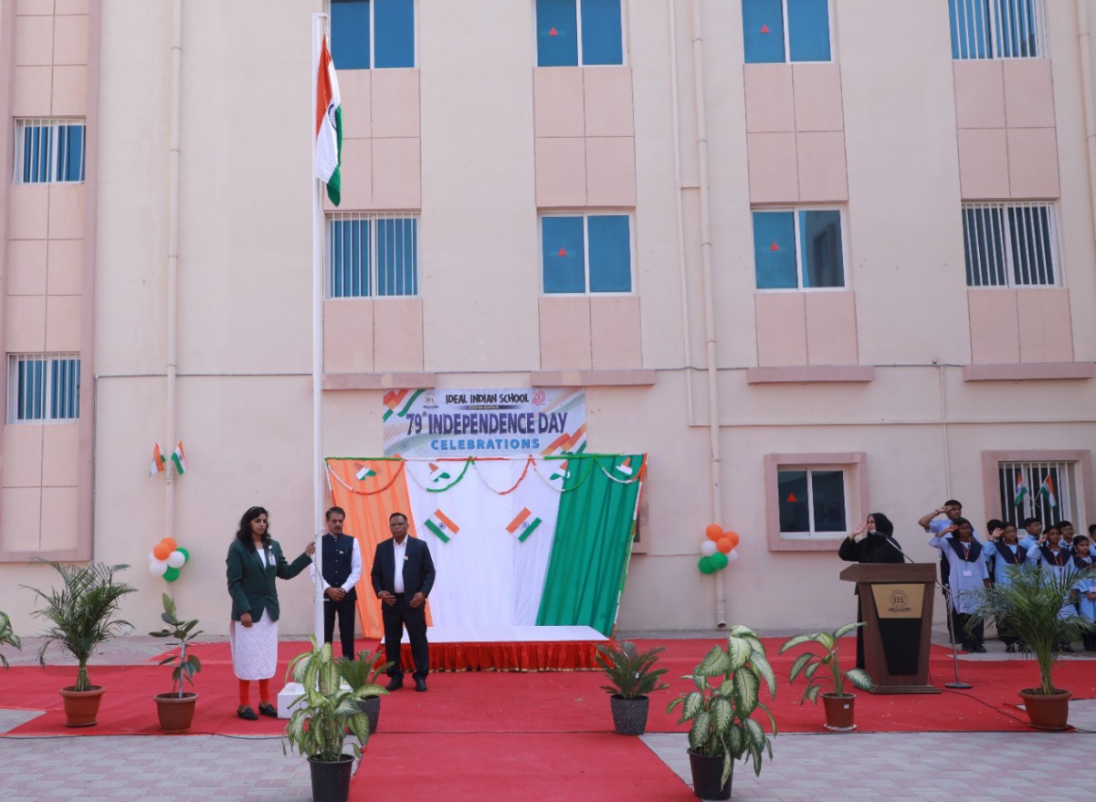 Ideal Indian School officials and students during the celebrations.