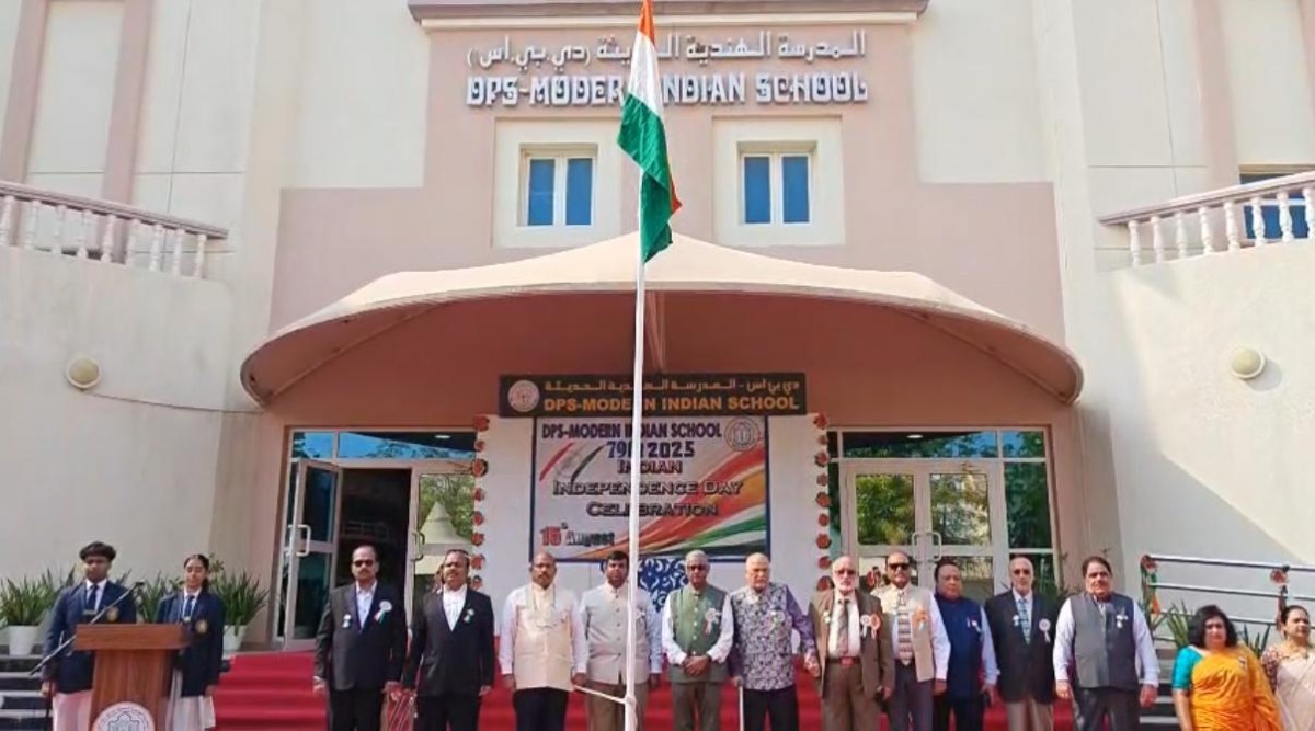 DPS Modern Indian School officials and students during the celebrations.