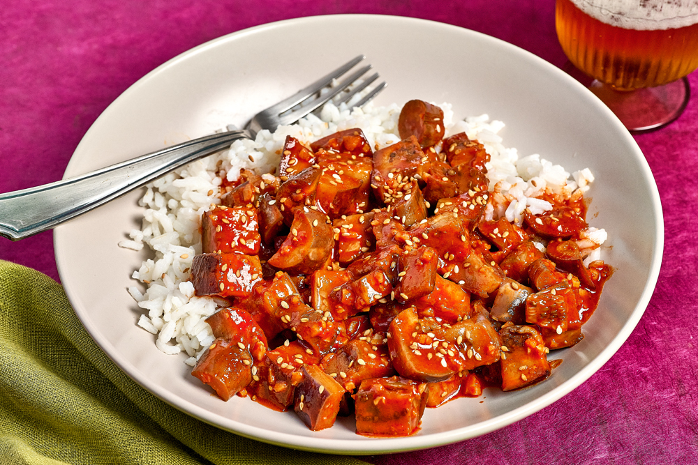 Gochujang is the savory, spicy key to this easy eggplant stir-fry