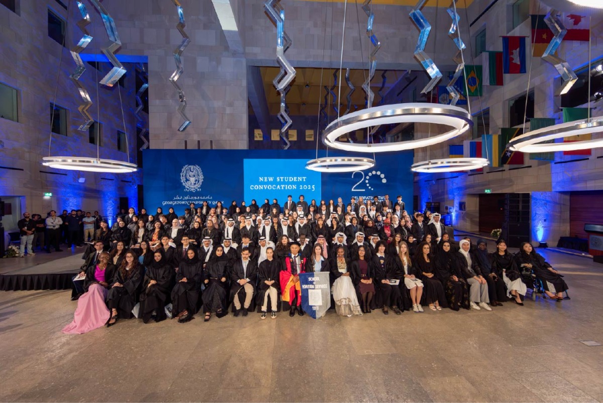 Faculty and members of staff with the new students during their convocation.