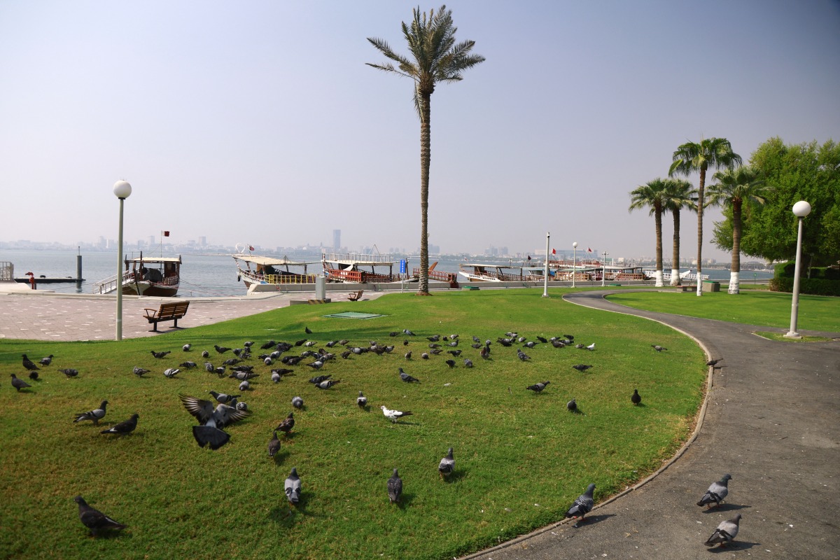 A view of a square in Qatar's capital Doha's seaside corniche on September 10, 2025. Photo by Karim JAAFAR / AFP
