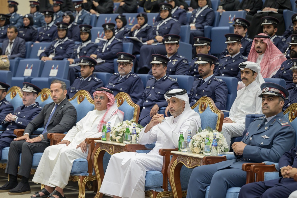 Minister of State for Internal Affairs H E Sheikh Abdulaziz bin Faisal bin Mohammed Al-Thani along with senior officials attending the seminar.