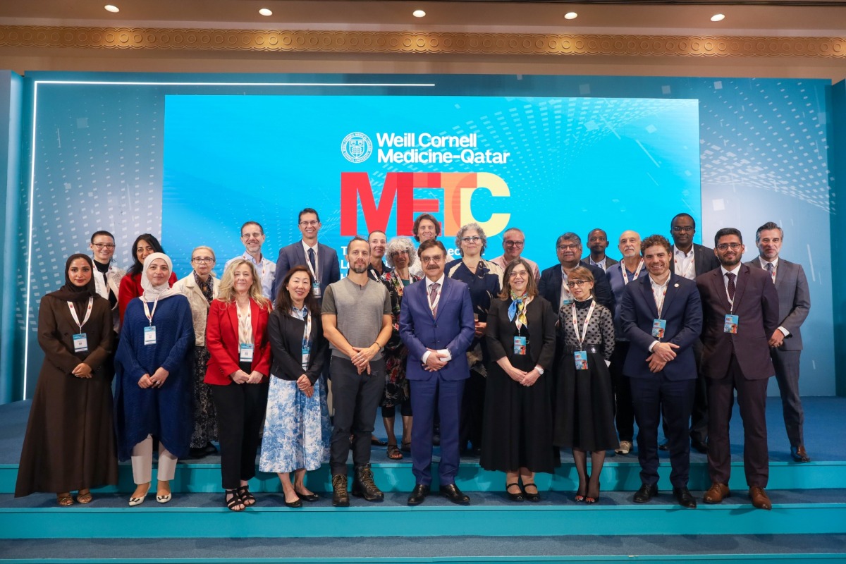 Dr. Javaid Sheikh and Dr. Thurayya Arayssi of WCM-Q with other expert speakers who gave presentations at the Medical Education Technology Conference.