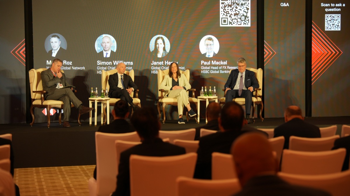 From left: Head of Global Network Banking Majed Roz, HSBC Chief Economist for CEEMEA Simon Williams, HSBC Global Chief Economist Janet Henry, and HSBC Global Head of FX Research Paul Mackel during the 2025 HSBC Global Economist Roadshow.