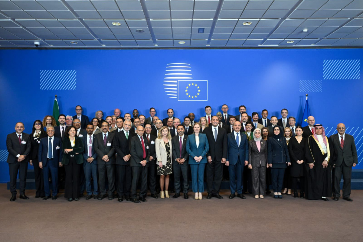 Participants at the 10th meeting of Permanent Representatives to the League of Arab States and Ambassadors of the Political and Security Committee of the Council of the European Union (EU), held in Brussels