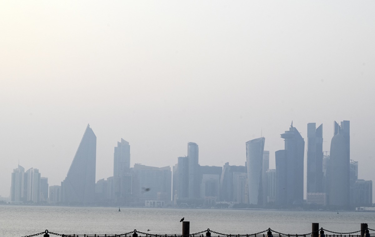 A general view of the city skyline during the Qatar Boat Show on November 5, 2025, showcasing luxurious yachts, boats, fishing as well as innovations and entertainment. (Photo by Mahmud Hams/ AFP)
