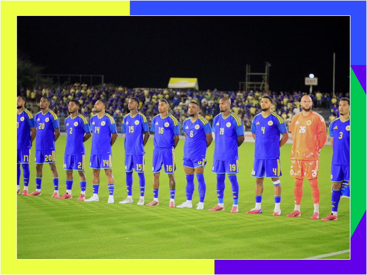 Curacao's football players before the international friendly football match between Curacao and Aruba at Ergilio Hato Stadium in Willemstad on June 6, 2026. (Photo by Pong Pong / AFP)