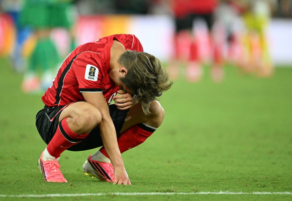 South Korea's midfielder #19 Lee Kang-in reacts after his team lost the 2026 World Cup Group A football match between South Africa and South Korea at the Monterrey Stadium in Guadalupe, Mexico, on June 24, 2026. (Photo by Yuri CORTEZ / AFP)
